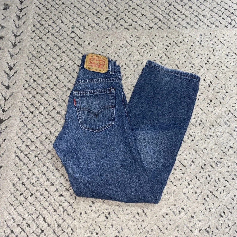 Levis 505 Denim Jeans Boys 10 Slim 23x25 Straight Regular Blue Med Wash Youth